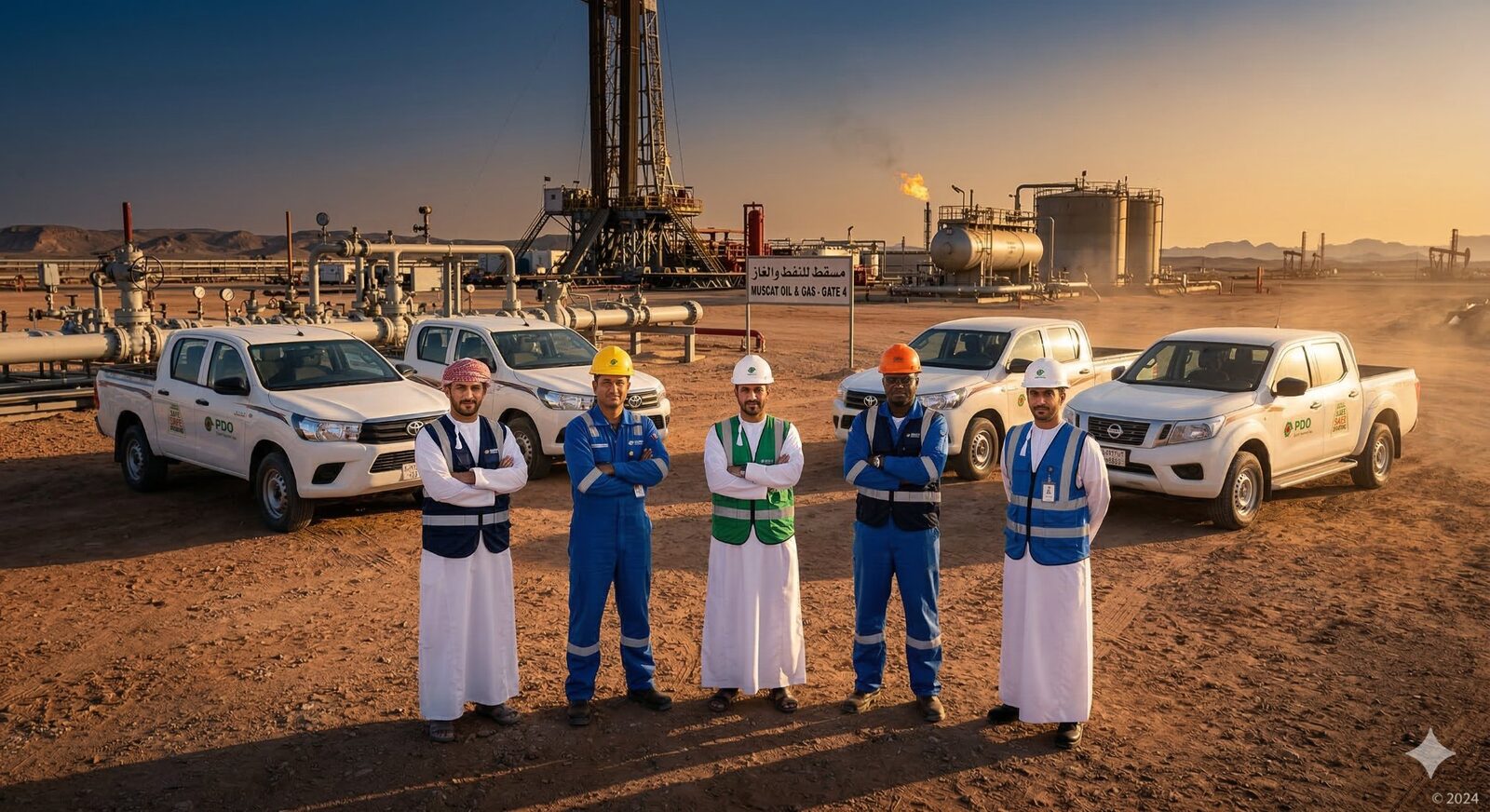 Al Hajri General Projects team at oil and gas field site